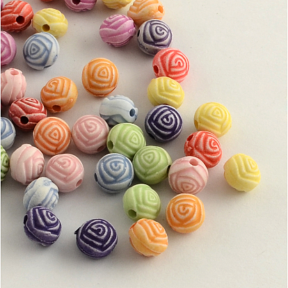 Craft Style Acrylic Flower Beads, Rose, 8x6.5mm, Hole: 2mm, about 2700pcs/500g