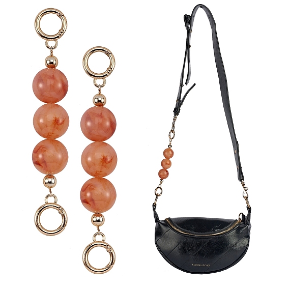 Chaîne d'extension de sac, avec des perles en plastique ABS et des anneaux de porte à ressort en alliage d'or léger, pour les accessoires de remplacement de sac