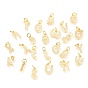 Brass Micro Pave Cubic Zirconia Charms, with Jump Rings, Greek Alphabet, Real 18k Gold Plated