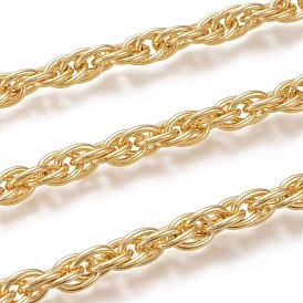 Brass Rope Chains, with Spool, Long-Lasting Plated, Unwelded