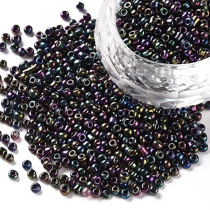 Glass Seed Beads, Metallic Colours, Round, Round Hole