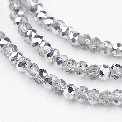 Electroplate Glass Bead Strands, Half Plated, Faceted, Rondelle