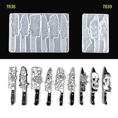Knife Shape Food Grade Silicone Display Decoration Molds, Resin Casting Molds, For UV Resin, Epoxy Resin Craft Making for Halloween
