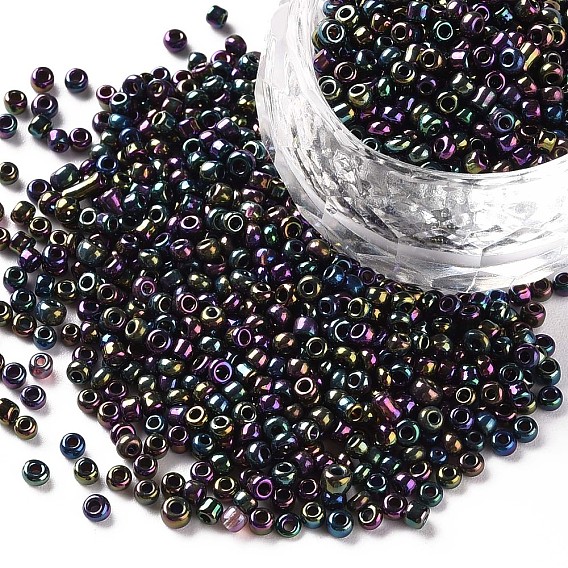 Abalorios de la semilla de cristal, colores metálicos, rondo, agujero redondo