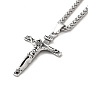 Alloy Crucifix Cross Pandant Necklace with Wheat Chains, Gothic Jewelry for Men Women