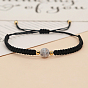 Bracelet de perles tressées rondes avec pierres précieuses, bracelet réglable