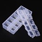 Cuboid Plastic Bead Containers, Flip Top Bead Storage, 10 Compartments, 8.8x4.4x2.05cm