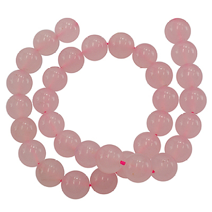 Dyed Natural Jade Beads Strands, Imitation Rose Quartz, Round, 6mm, Hole: 0.8mm, about 67pcs/strand, 16 inch