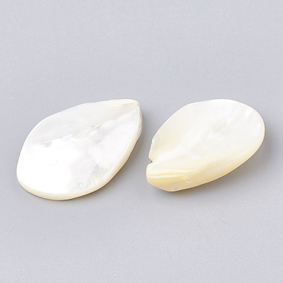 Perles naturelles de coquillages blancs, perles en nacre, goutte 