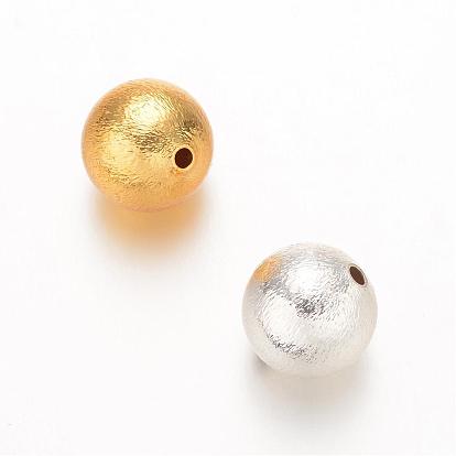 Perles en laiton mat rond, 16mm, Trou: 2mm