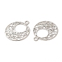 Long-Lasting Plated Brass Filigree Charms, Flat Round with Flower Charm