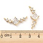 Brass Pave Clear Cubic Zirconia Pendants, Rhombus with Wing Charms