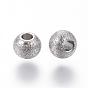 Ion Plating(IP) 304 Stainless Steel Textured Beads, Round