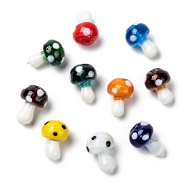 Perles lampwork, perles au chalumeau, faits à la main, champignons, 19x14.5mm, Trou: 2mm