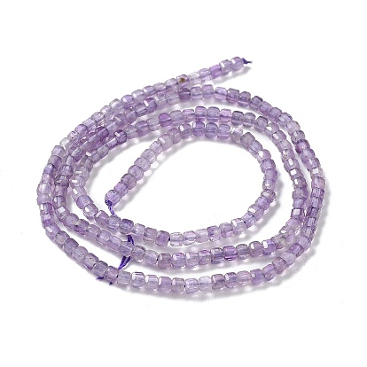Natural Amethyst Beads Strands, Cube, Faceted