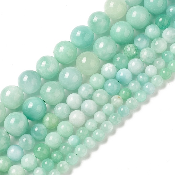 Natural Glass Beads Strands, Round