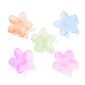 Perles de verre de peinture de cuisson transparente, fleur