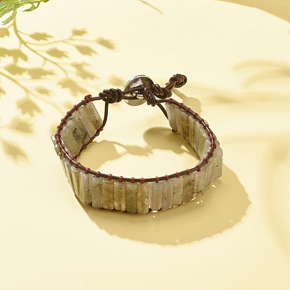 Natural Gemstone Rectangle Beaded Bracelet, Braided Gemstone Jewelry for Women