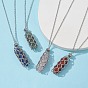 Natural Mixed Gemstone Bullet Pendant Necklaces, 304 Stainless Steel Chains Macrame Pouch Necklace