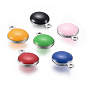 304 Stainless Steel Charms, with Enamel, Enamelled Sequins, Flat Round, Stainless Steel Color