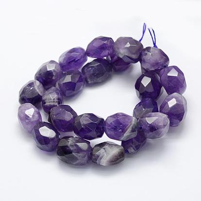 Natural Amethyst Beads Strands, Faceted, Column