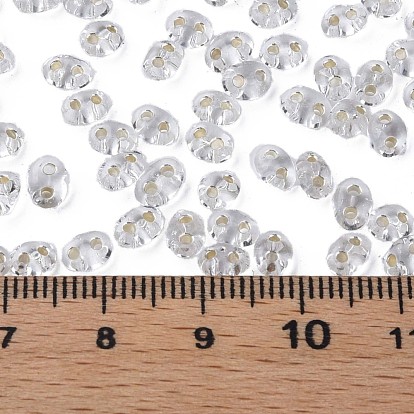 Perles de rocaille en verre tchèque lustre, Argenté, 2-trou, ovale
