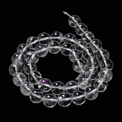 De perlas de cristal de cuarzo natural hebras, cuentas de cristal de roca, con hilo de algodón, rondo