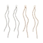Brass Micro Pave Clear Cubic Zirconia Tassel Pendants, Long-Lasting Plated, Rack Plating