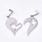 201 Stainless Steel Split Pendants, for Lovers, Heart with Heart, with Word I Love You, For Valentine's Day