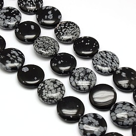 Flocon de neige plat rond naturelle perles obsidienne brins