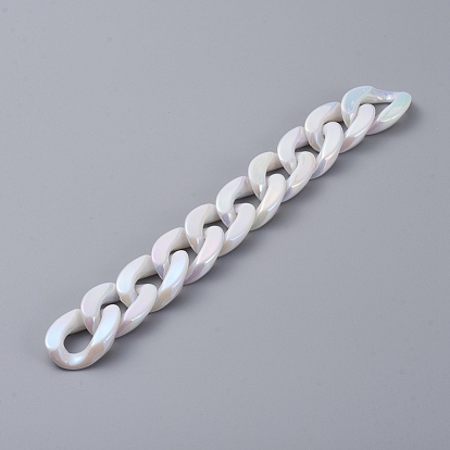 Handmade Acrylic Imitation Pearl Curb Chains, Twisted Chains