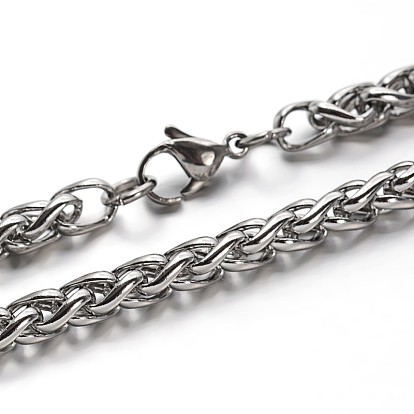 Great 304 Stainless Steel Wheat Chain Necklaces, with Lobster Clasps, 23.7 inch(60.2cm)