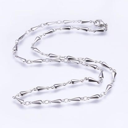 304 Stainless Steel Chain Necklaces, with Lobster Claw Clasps, Ion Plating (IP), Drop