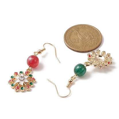Boucles d'oreilles pendantes en alliage d'émail sur le thème de Noël avec perles de résine