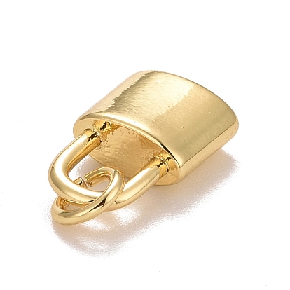 Rack Plating Real 18K Gold Plated Brass Pendants, with Jump Rings, Long-Lasting Plated, Lead Free & Cadmium Free, Lock