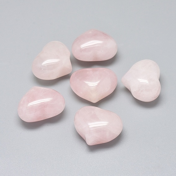 Piedra de palma de corazón de cuarzo rosa natural, piedra de bolsillo para la meditación de equilibrio de energía