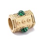 Ion Plating(IP) 304 Stainless Steel Hexagonal Prisms Beads, Large Hole Beads, with Synthetic Malachite