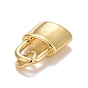 Rack Plating Real 18K Gold Plated Brass Pendants, with Jump Rings, Long-Lasting Plated, Lead Free & Cadmium Free, Lock