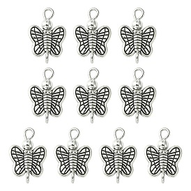Tibetan Style Alloy Connector Charms, Butterfly Links with Brass Loops