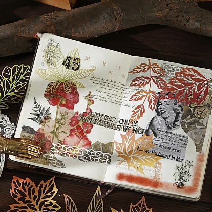 10 piezas 10 estilos bloc de papel para álbum de recortes de hojas huecas con tema de otoño, para álbum de recortes de bricolaje, tarjeta de felicitación, documento de antecedentes