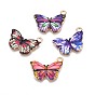 Printed Alloy Pendants, Cadmium Free & Nickel Free & Lead Free, Light Gold, Butterfly