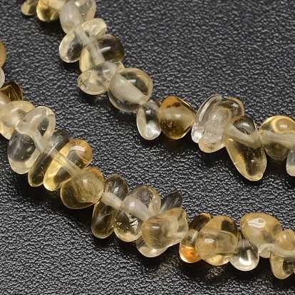 Chips Natural Citrine Beads Strands, 3~8x3~12x3~5mm, Hole: 1mm, about 32 inch