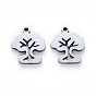 304 Stainless Steel Charms, Laser Cut, Tree of Life