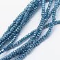 Electroplate Opaque Glass Beads Strands, Pearl Luster Plated, Faceted, Rondelle