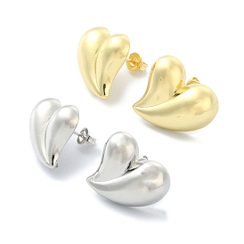 Boucles d'oreilles coeur en laiton plaqué en rack pour la saint-valentin, sans plomb et sans cadmium