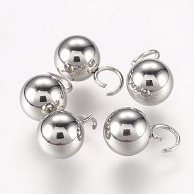 202 Stainless Steel Sphere Charms, Round Ball