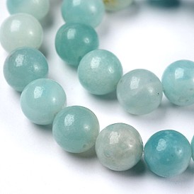 Natural Flower Amazonite Round Bead Strands, 8mm, Hole: 1mm, about 46pcs/strand, 15.35 inch