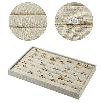 Pantallas de anillo de la joyería de imitación de arpillera, con madera, 350x240x31 mm