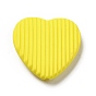 Opaque Acrylic Beads, with Enamel, Heart with Stripe Groove Pattern