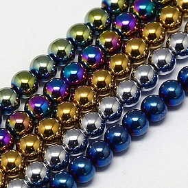 Electroplate Non-magnetic Synthetic Hematite Beads Strands, Round, Grade A